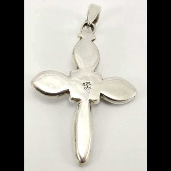 Silpada Vintage Sterling Silver Pearl Cross Pendant & Thick Chain Necklace - Picture 5 of 6